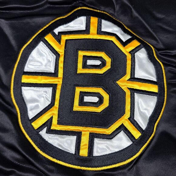 Vtg Boston Bruins G-III & Carl Banks Satin Bomber Jacket Mens L NHL Snap Up - Picture 13 of 16